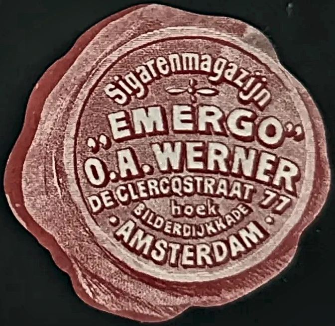 Sluitzegel Sigarenmagazijn Emergo – O.A. Werner, Amsterdam