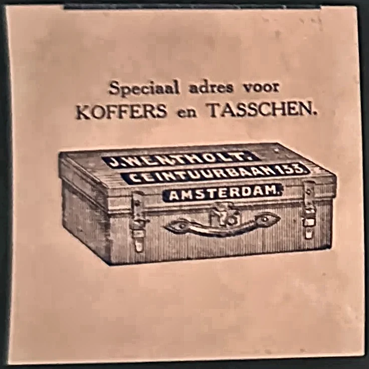 Reclamesluitzegel J. Wentholt – Koffers en Tassen, Amsterdam