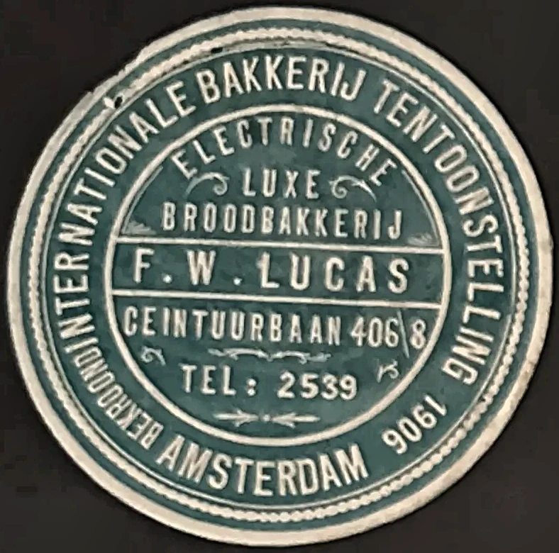 Sluitzegel Electrische Luxe Broodbakkerij F.W. Lucas Amsterdam