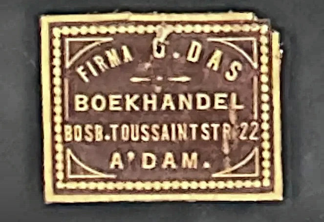 Sluitzegel Boekhandel Firma G. Das – Amsterdam