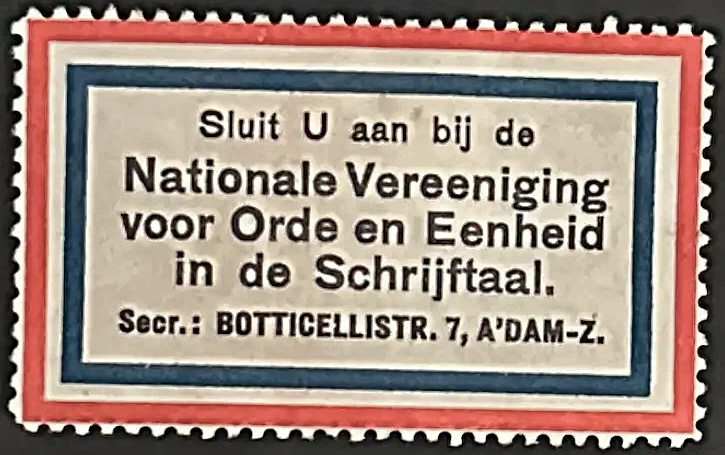 Sluitzegel Nationale Vereeniging voor Orde en Eenheid in de Schrijftaal