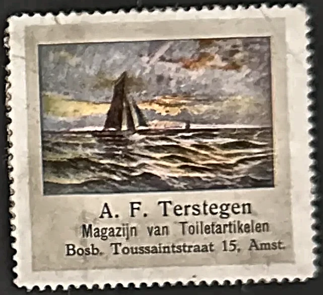Reclamesluitzegel A. F. Terstegen – Magazijn van Toiletartikelen Amsterdam