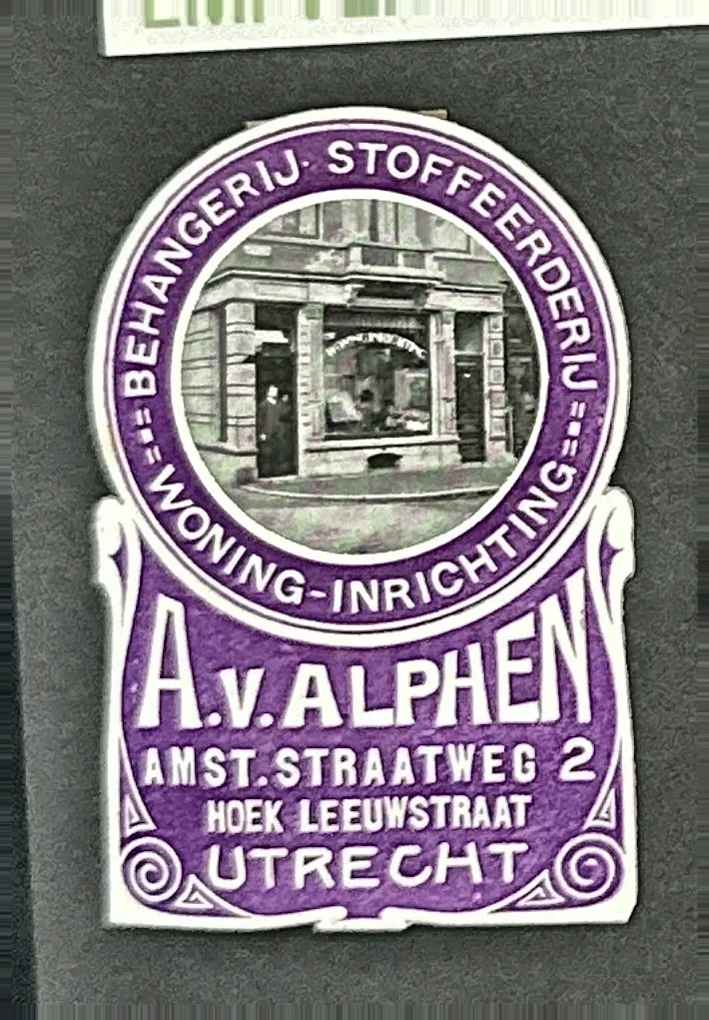 Reclamesluitzegel A. v. Alphen – Behangerij & Stoffeerderij Utrecht