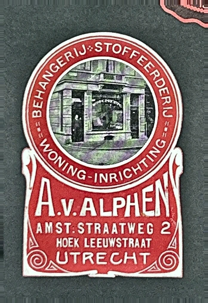 Reclamesluitzegel A. v. Alphen – Behangerij & Stoffeerderij Utrecht