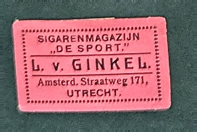 Sluitzegel Sigarenmagazijn De Sport – L. v. Ginkel, Utrecht