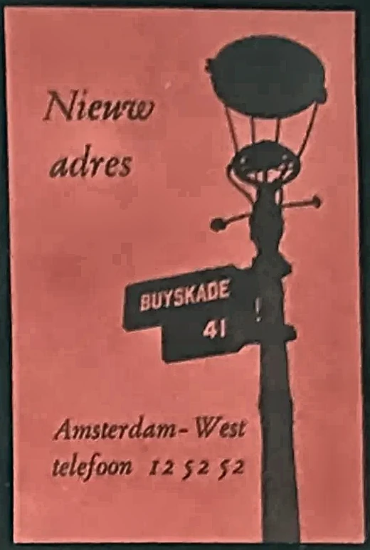Nieuw adres aankondiging Buyskade 41, Amsterdam-West