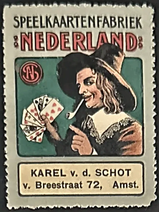 Sluitzegel Speelkaartenfabriek Nederland – Karel v.d. Schot, Amsterdam