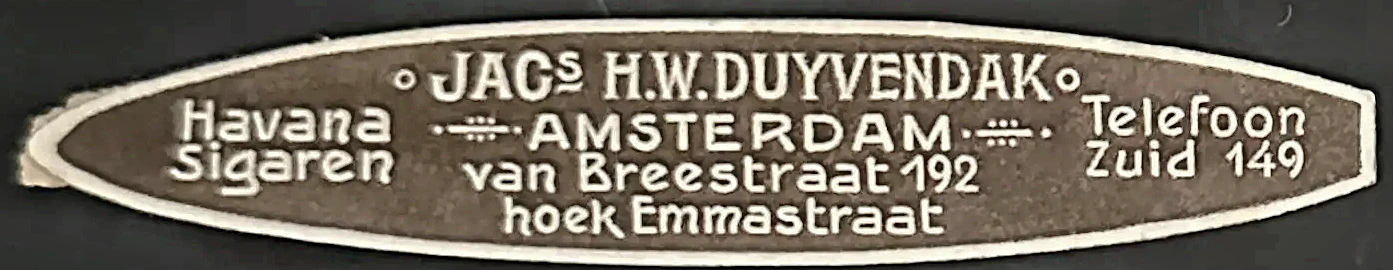 Sluitzegel Jac. H.W. Duyvendak - Havana Sigaren Amsterdam