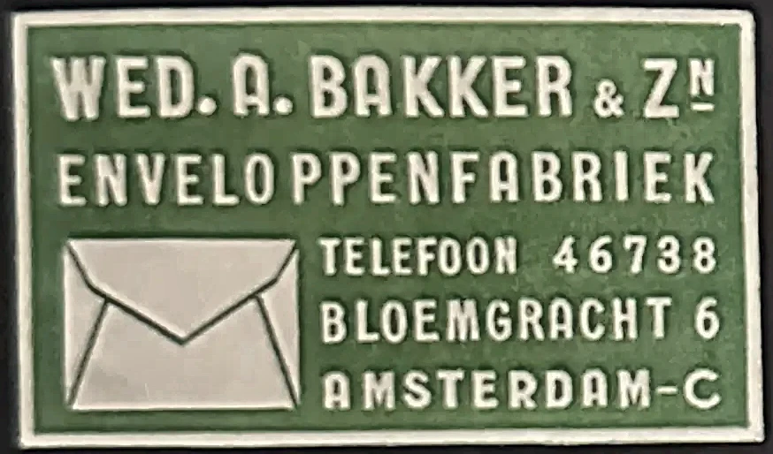 Sluitzegel Wed. A. Bakker & Zn. Enveloppenfabriek Amsterdam