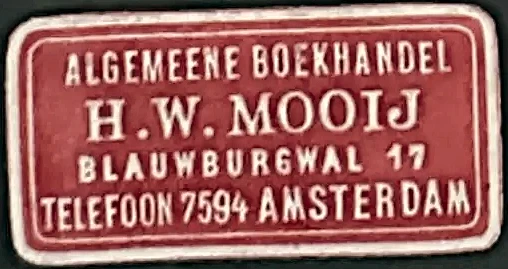 Sluitzegel Algemeene Boekhandel H.W. Mooij Amsterdam