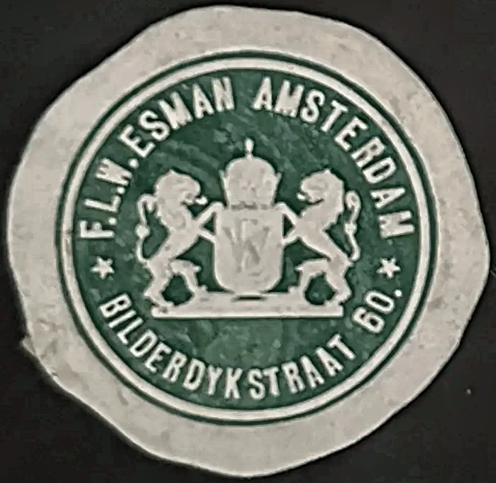 Sluitzegel F.L.N. Esman, Amsterdam – Bilderdijkstraat 60