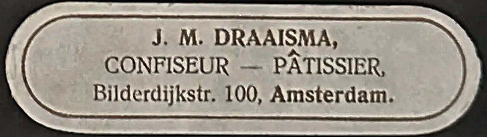 Sluitzegel J. M. Draaisma, Confiseur-Patissier Amsterdam
