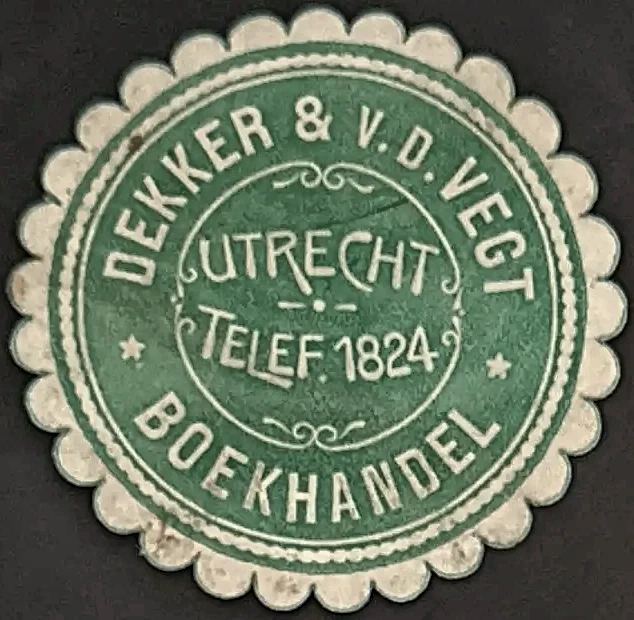 Sluitzegel Boekhandel Dekker & V.D. Vegt Utrecht