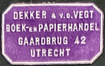 Sluitzegel Dekker & v.d. Vegt Boek- en Papierhandel Utrecht