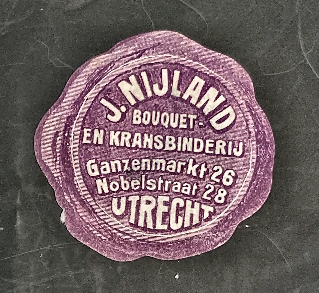 Sluitzegel J. Nijland Bouquet- en Kransbinderij Utrecht