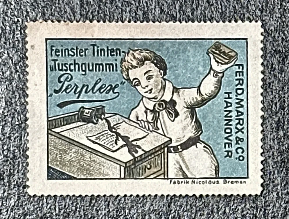 Reclame sluitzegel Perplexe inktgum – Ferd. Marx & Co. Hannover