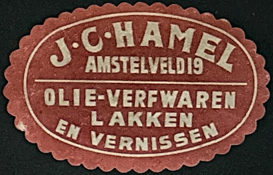 Sluitzegel J.C. Hamel – Olie-Verfwaren, Lakken en Vernissen, Amsterdam