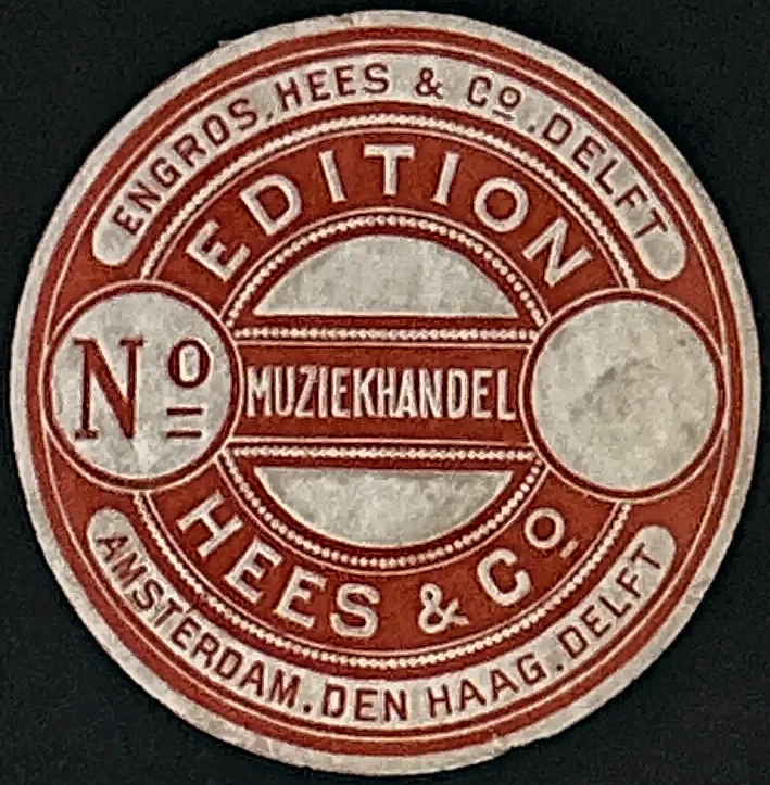 Sluitzegel Muziekhandel Hees & Co. – Amsterdam, Den Haag, Delft