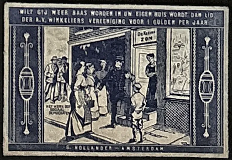 Werving sluitzegel A.V. Winkeliers Vereeniging Amsterdam