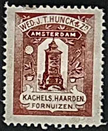 Reclamesluitzegel Wed. J.T. Hunck & Zn. – Kachels, Haarden en Fornuizen