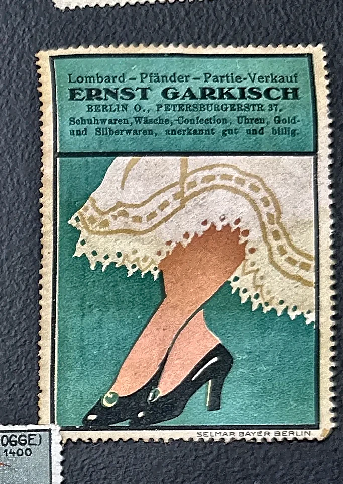 Reclamesluitzegel Ernst Garkisch – Schoenen en Lombart, Berlijn