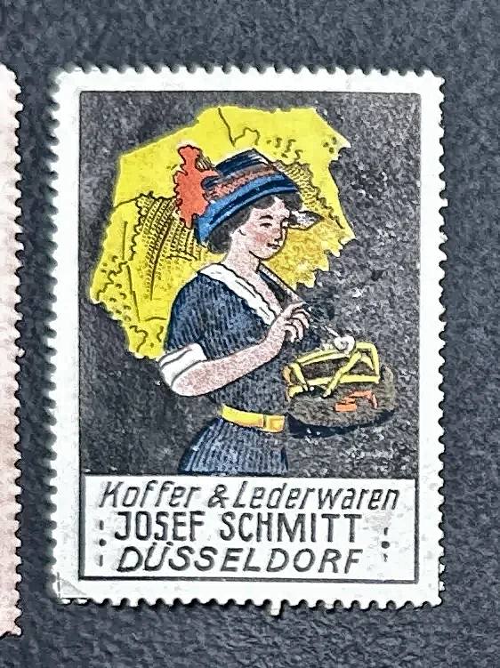 Reclame sluitzegel Josef Schmitt Koffer & Lederwaren Düsseldorf