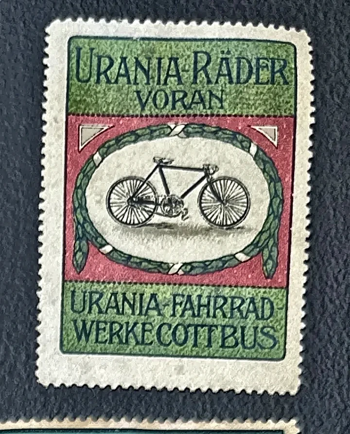 Urania Fahrrad-Werke Cottbus – Reclamesluitzegel