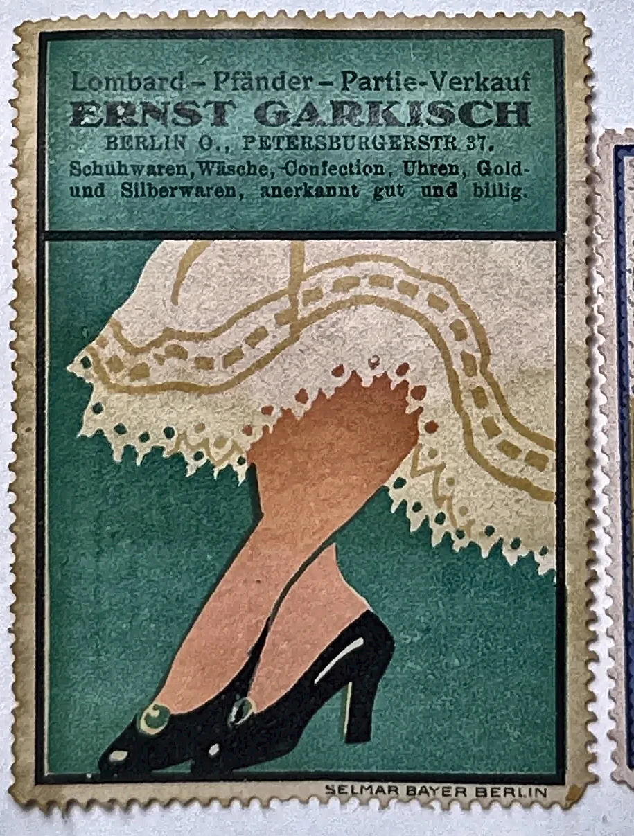 Reclamezegel Ernst Garkisch – Lombard en Warenverkoop Berlijn