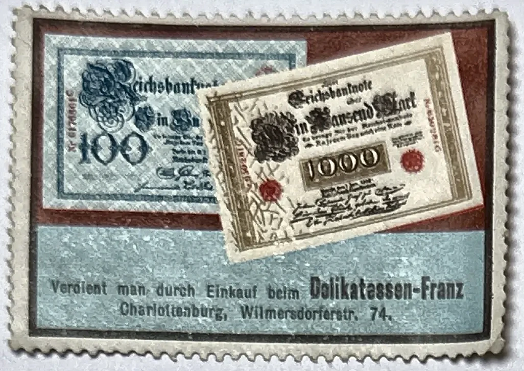 Reclamesluitzegel Delikatessen-Franz, Charlottenburg