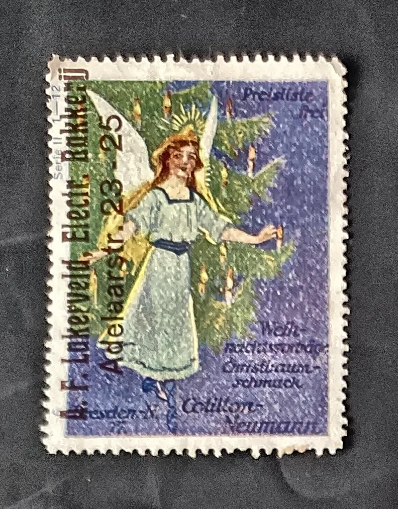 Kerst-reclame zegel Cotillon-Neumann Dresden – Weihnachtsschmuck