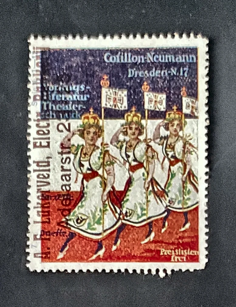 Cotillon-Neumann Dresden – Feestartikelen Reclamesluitzegel