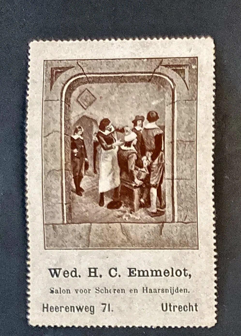 Reclamezegel Wed. H.C. Emmelot – Kapper- en Scheersalon Utrecht
