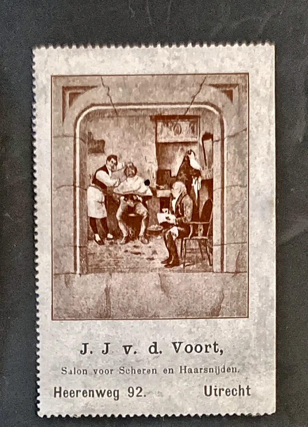 Reclamesluitzegel J.J. v.d. Voort – Barbierssalon Utrecht