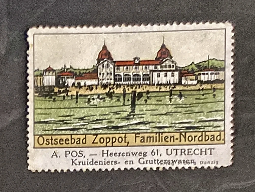 Reclamesluitzegel A. Pos Utrecht – Ostseebad Zoppot