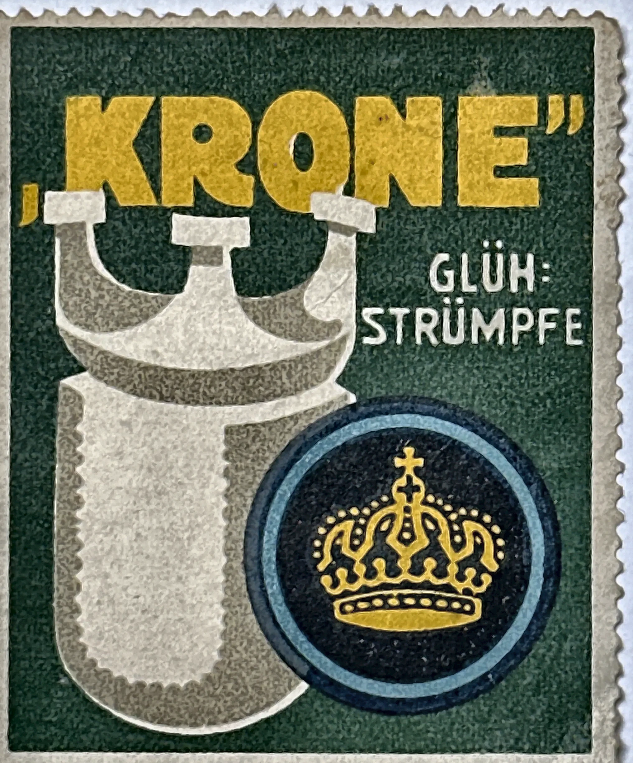 Krone Glühstrümpfe – reclamesluitzegel voor gasgloeikousen
