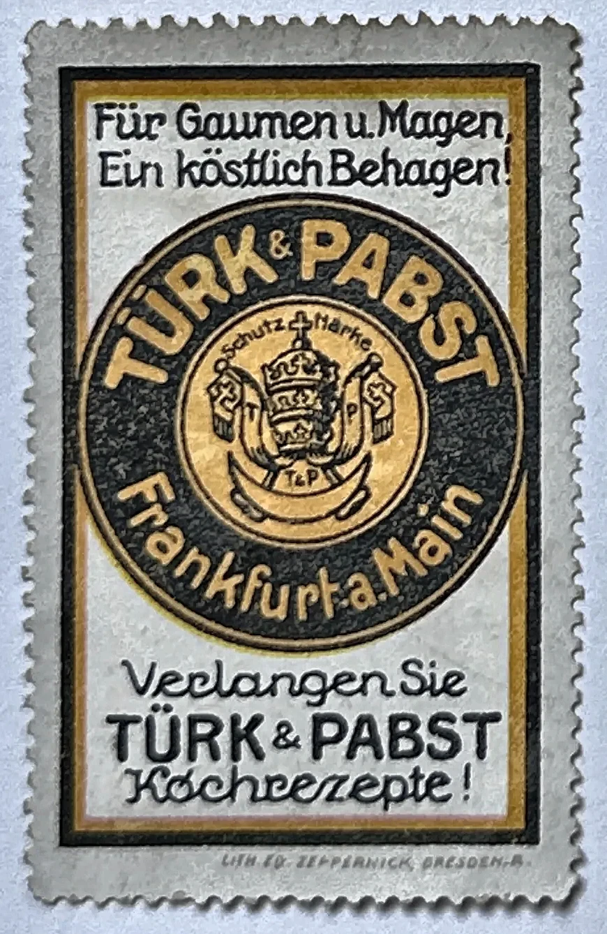 Reclamesluitzegel Türk & Pabst – Frankfurt am Main