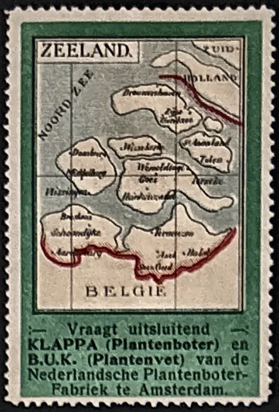 Reclamesluitzegel KLAPPA Plantenboter – Kaart van Zeeland