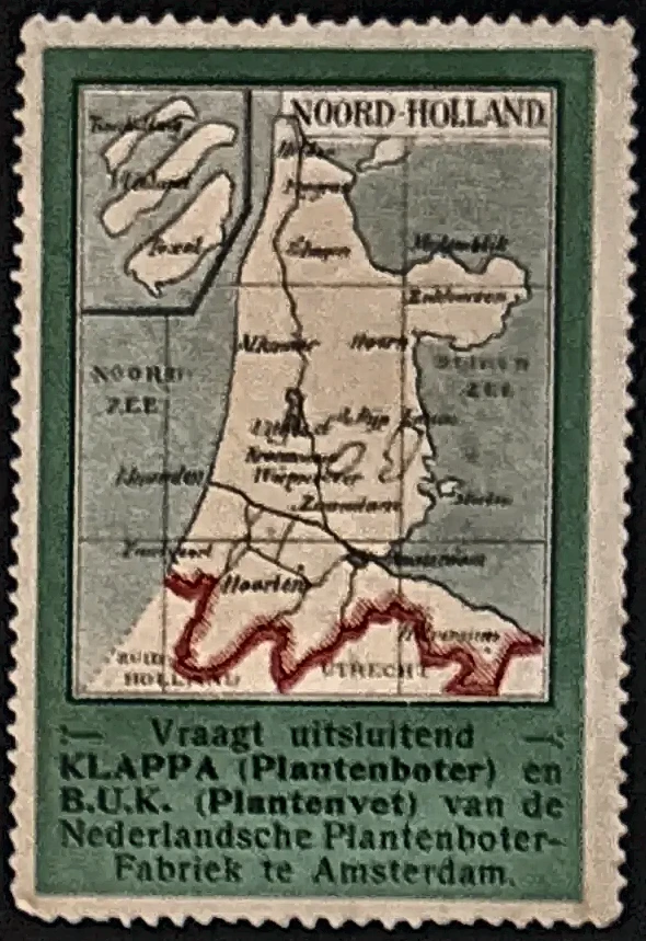 Reclame sluitzegel KLAPPA Plantenboter – Noord-Holland kaart
