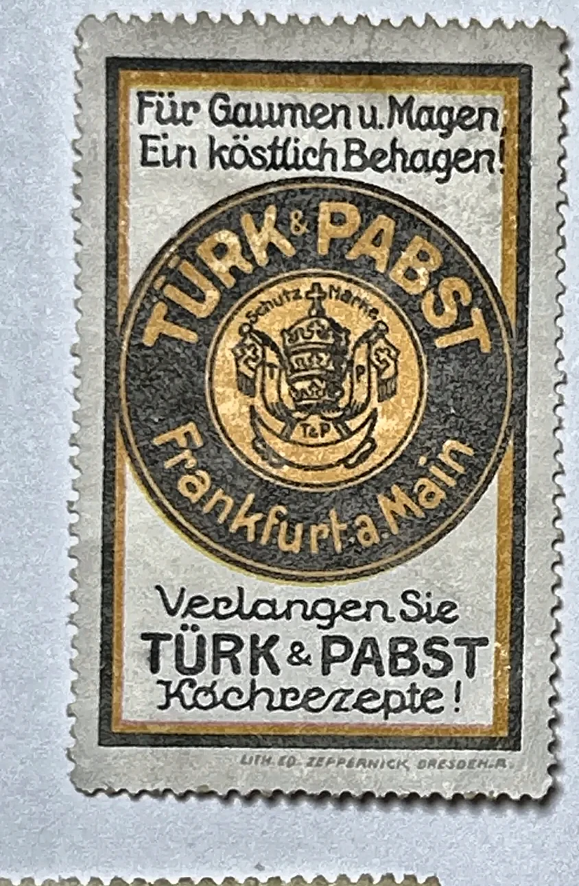 Reclamesluitzegel Türk & Pabst – Frankfurt am Main