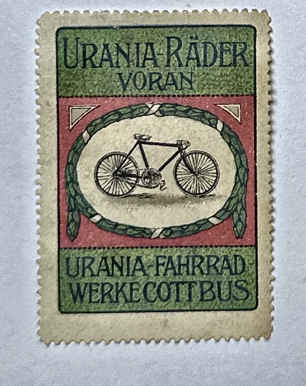 Urania Fahrrad-Werke Cottbus – Reclamesluitzegel
