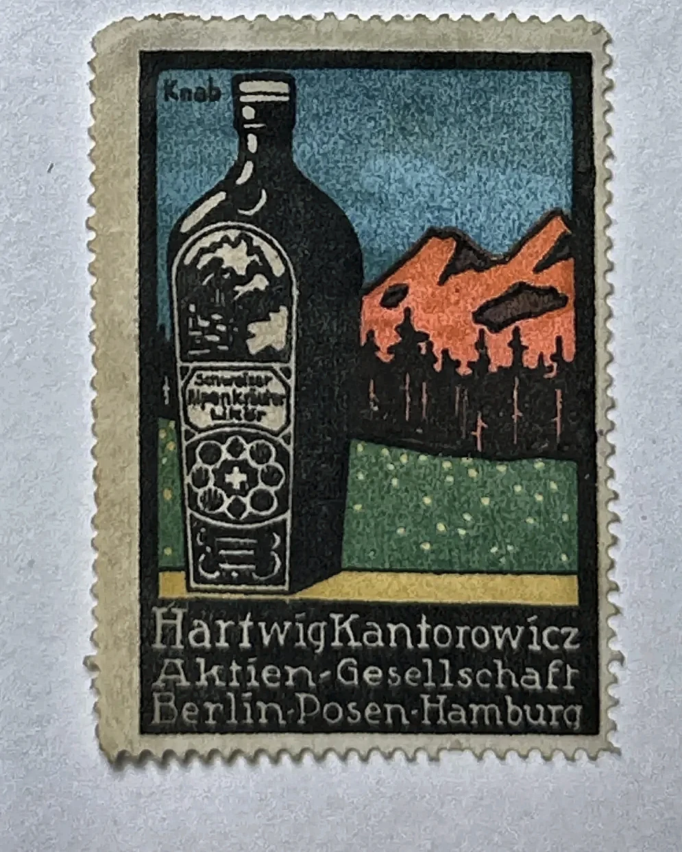 Reclamesluitzegel Schweizer Alpenkräuter Likör – Hartwig Kantorowicz AG