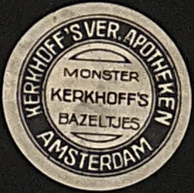 Sluitzegel Kerkhoff's Verenigde Apotheken Amsterdam – Bazeltjes