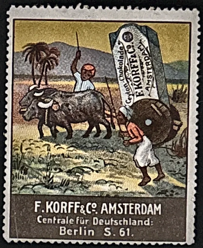 F. Korff & Co. Amsterdam – Ceylon Chocolade reclamesluitzegel