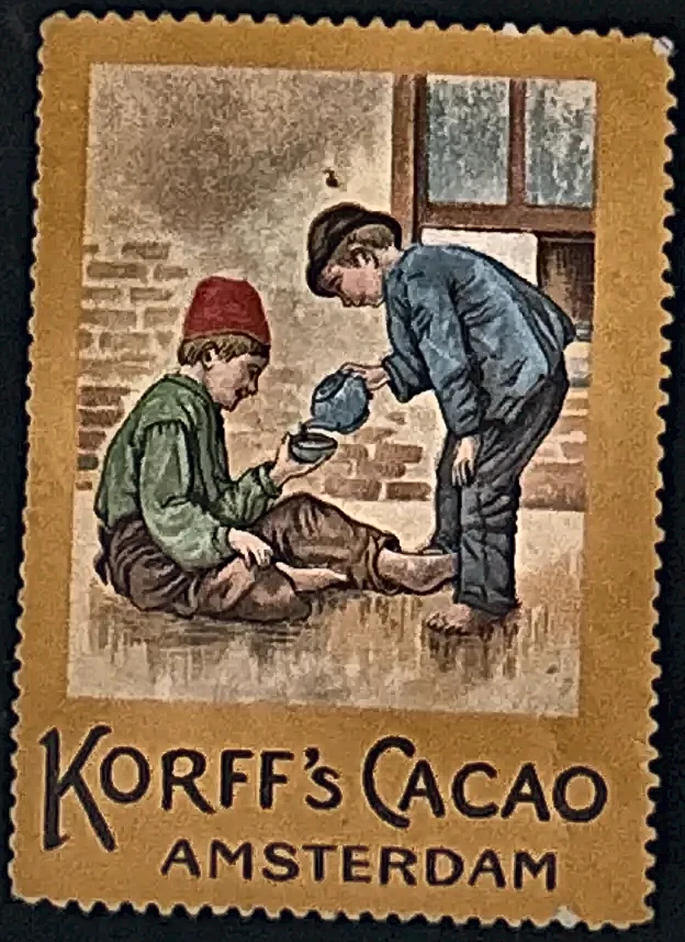 Korff's Cacao Amsterdam – sluitzegel met kinderscène