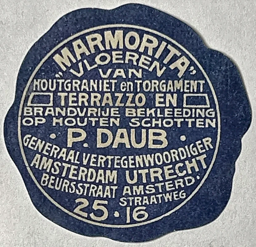 Marmorita Vloeren – P. Daub, Generaal Vertegenwoordiger Amsterdam & Utrecht