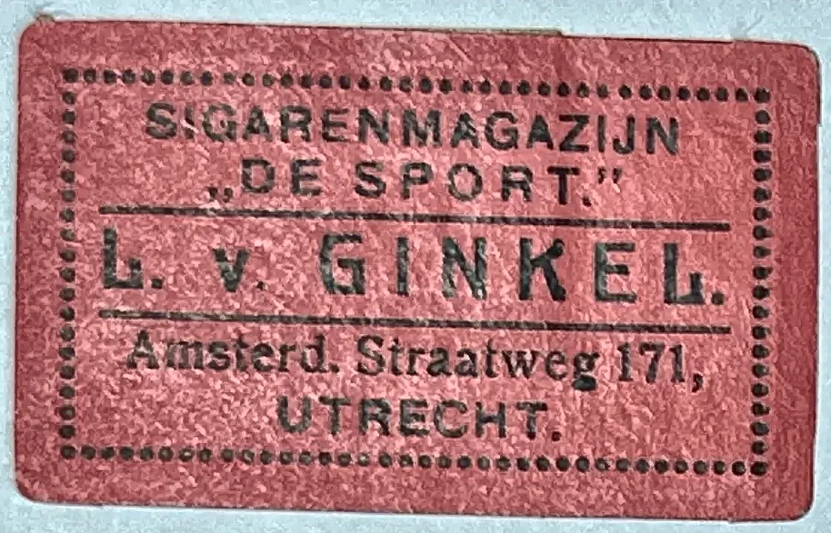Sluitzegel Sigarenmagazijn De Sport – L. v. Ginkel, Utrecht