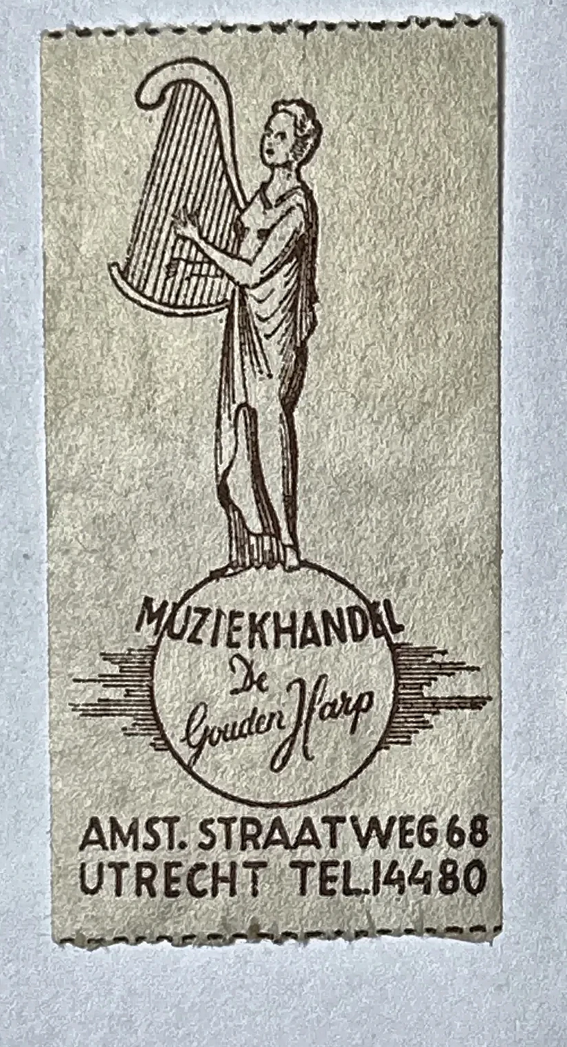 Sluitzegel Muziekhandel De Gouden Harp Utrecht
