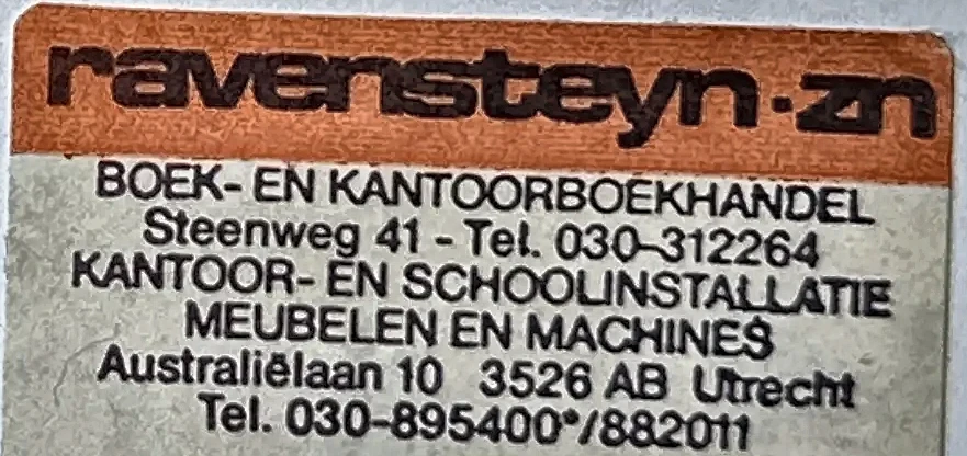 Sluitzegel Ravensteyn & Zn. Boek- en Kantoorboekhandel Utrecht