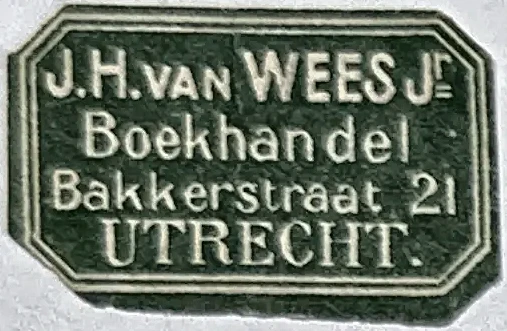 Sluitzegel Boekhandel J.H. van Wees Jr., Utrecht