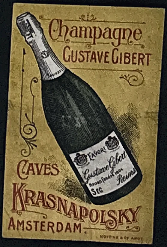 Reclamesluitzegel Champagne Gustave Gibert – Caves Krasnapolsky Amsterdam